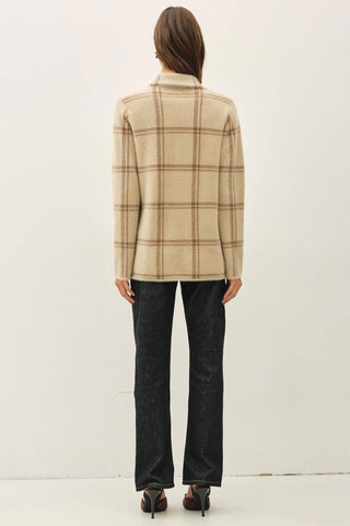 Fuzzy Plaid Collared Coat