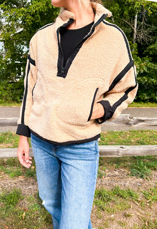 Tan/Black Sherpa Pullover