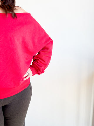 Tris Fleece Off the Shoulder Top