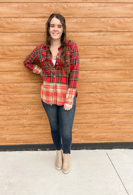 Ombre Plaid Button Down