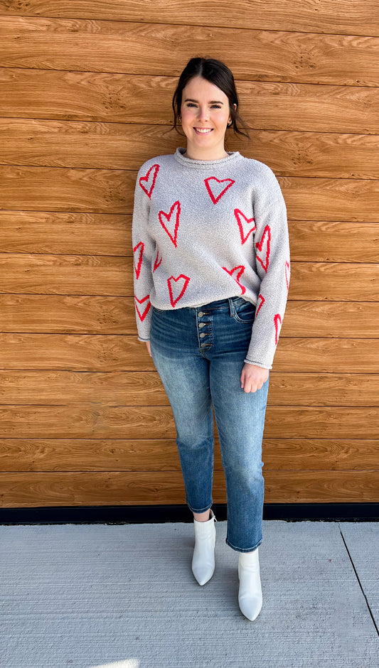 Fuzzy Hearts Sweater