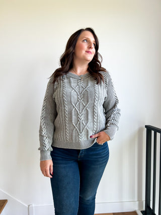 Lily Cable Green Sweater