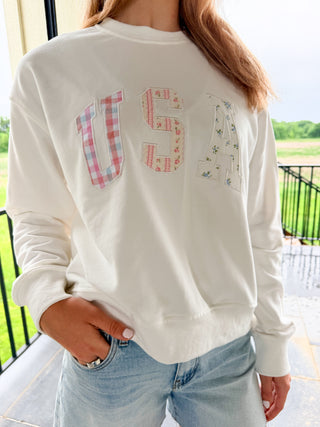 Patchwork USA Crewneck
