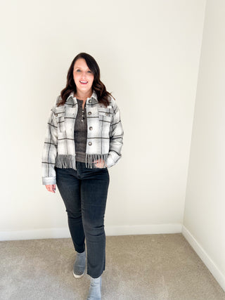 Margie Fringe Plaid Jacket