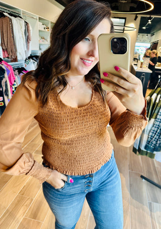 Smocked Scoop Neck Blouse