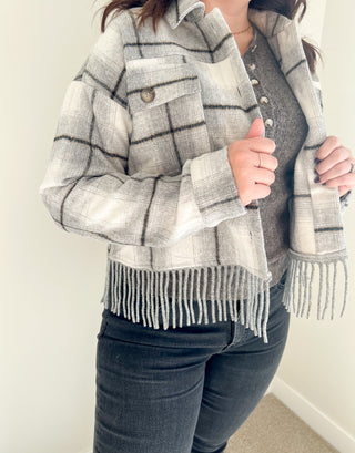 Margie Fringe Plaid Jacket