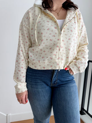 Floral Zip-Up Hoodie