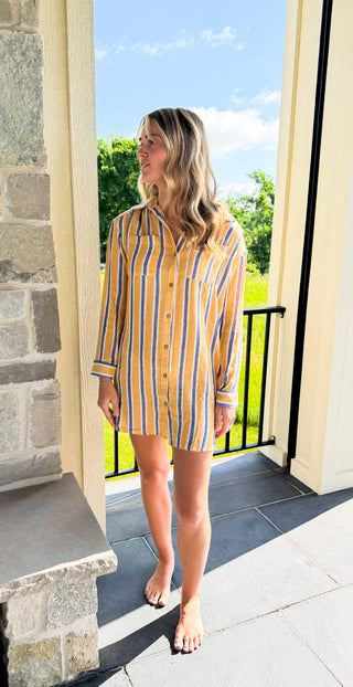 Yellow and Blue Stripe Dress