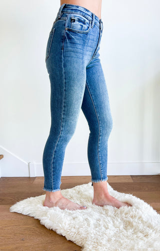 High Rise Ankle Skinny - Medium Wash