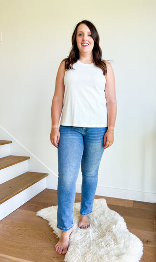 Slim Straight Medium Wash Denim