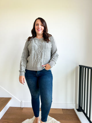 Lily Cable Green Sweater