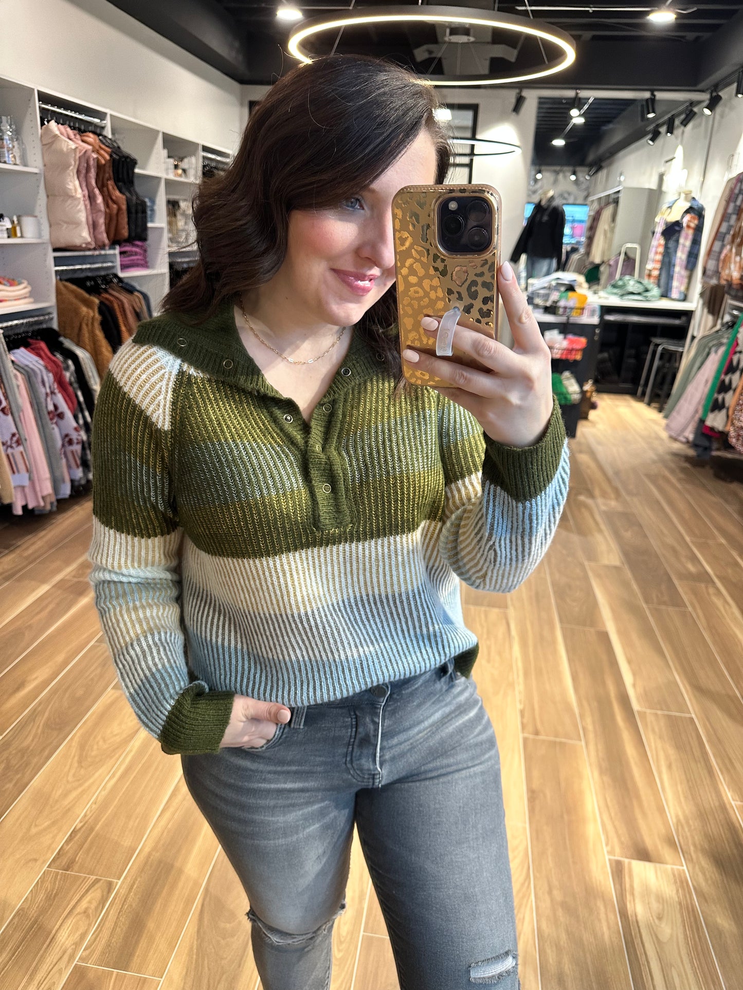 Multi-Striped Turtle Neck Sweater