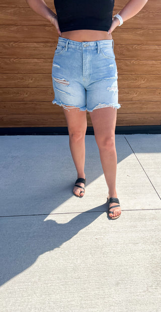 90's Boyfriend Distressed Denim Shorts