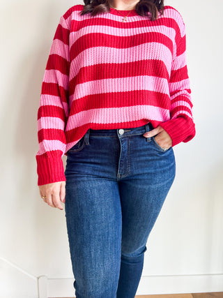 Pink & Red Stripe Sweater