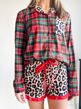 Leopard/Plaid Pajama Set