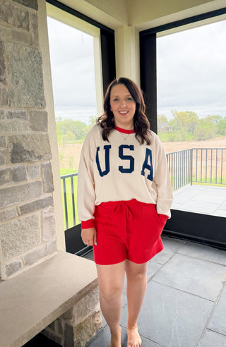 Red Knit Shorts