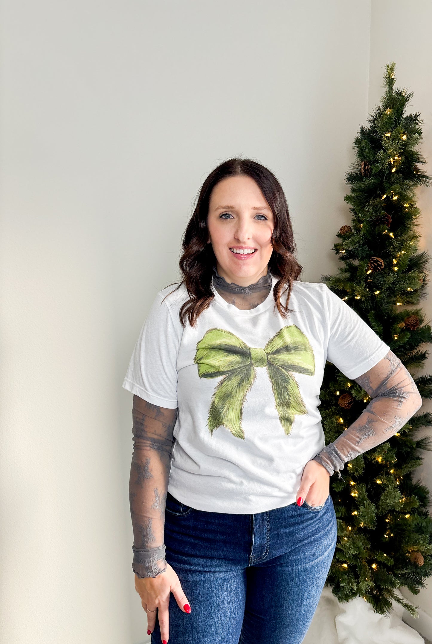 Grinch Bow Graphic Tee