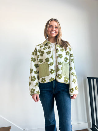 Green Floral Teddy Jacket
