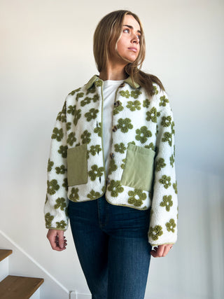 Green Floral Teddy Jacket