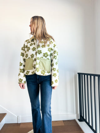Green Floral Teddy Jacket