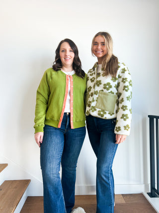Green Floral Teddy Jacket