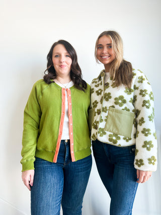 Green Floral Teddy Jacket