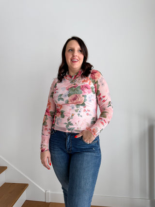 Floral Mock Neck