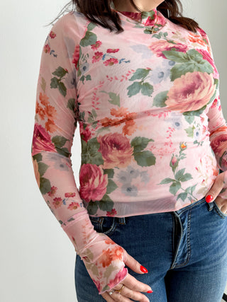 Floral Mock Neck