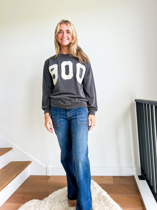 Boo Halloween Ribbed Long Sleeve