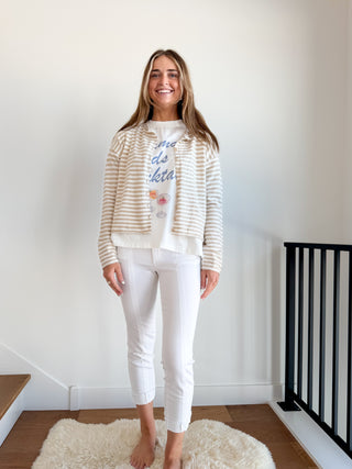 Tan & Cream Stripe Cardigan