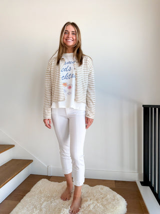 Tan & Cream Stripe Cardigan