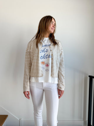 Tan & Cream Stripe Cardigan