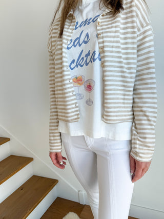 Tan & Cream Stripe Cardigan