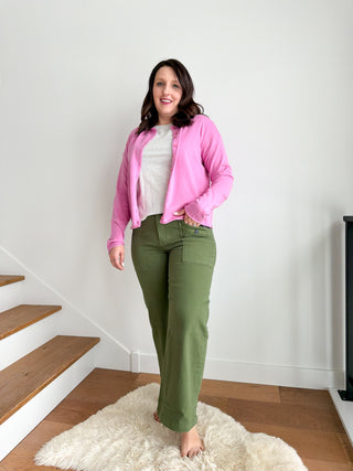 Fuchsia Button Up Cardigan