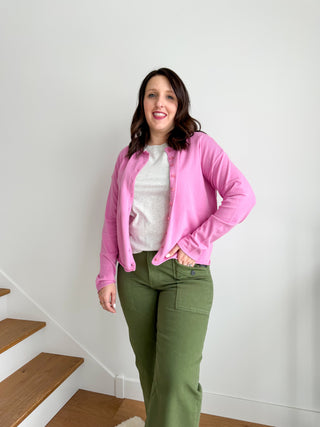 Fuchsia Button Up Cardigan