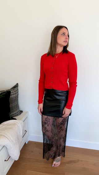 Black Skirt with Lace Detail