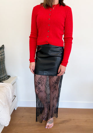 Black Skirt with Lace Detail