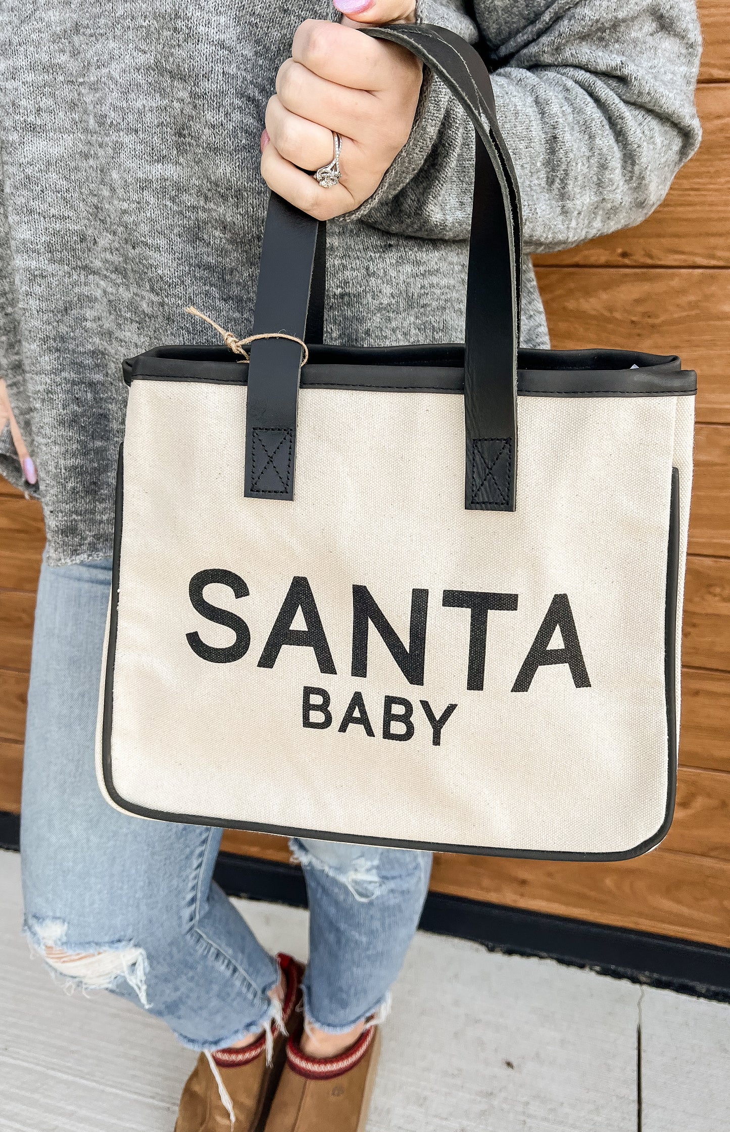 Mini Canvas Tote- Santa Baby