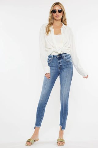 High Rise Ankle Skinny - Medium Wash