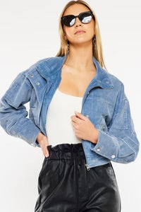 Cropped Corduroy Bomber Jacket