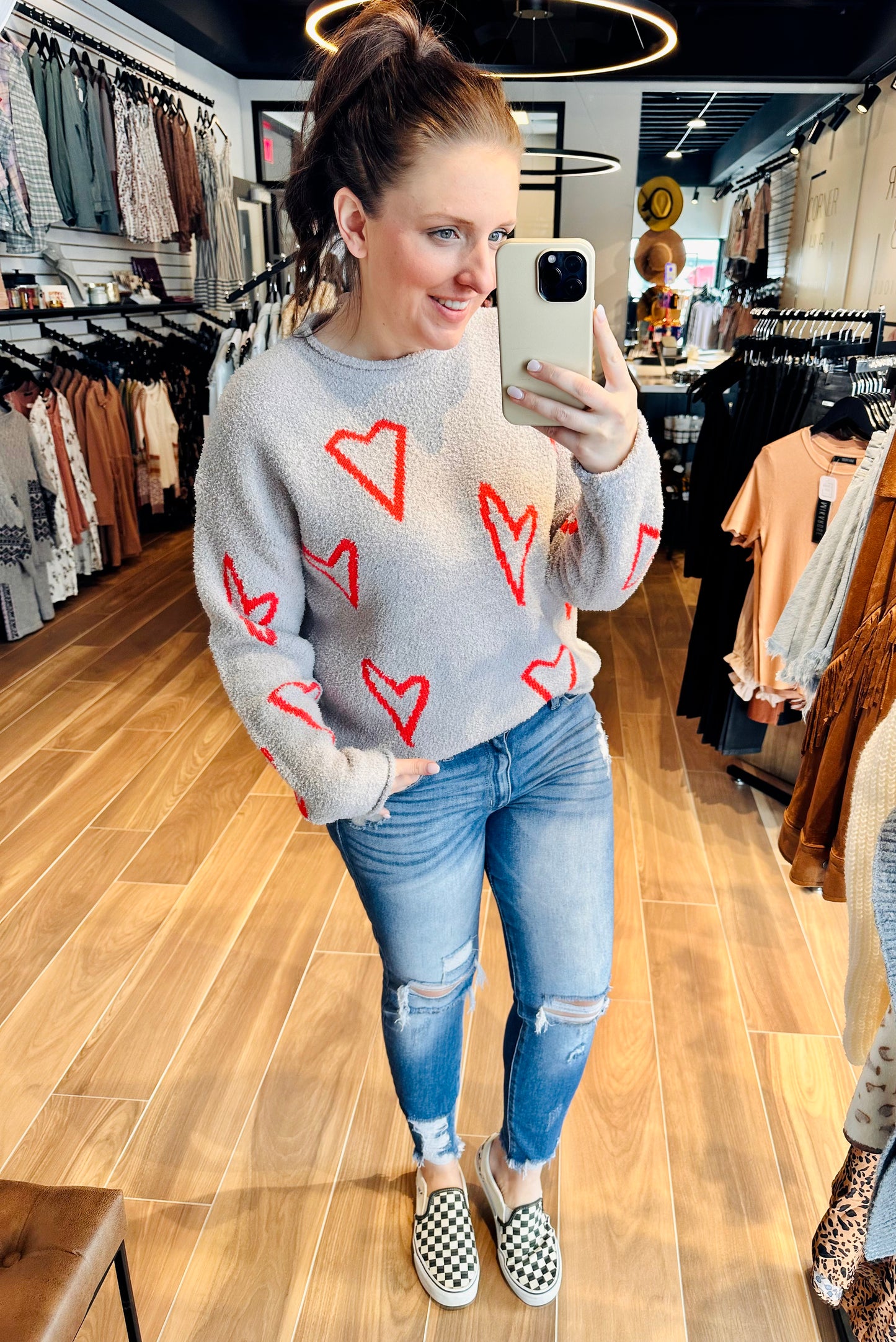 Fuzzy Hearts Sweater