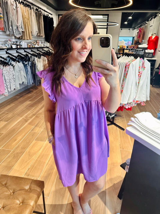 Orchid Ruffle Sleeve Dress